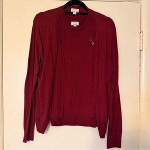 J.Crew Burgundy Cardigan and Shell Set